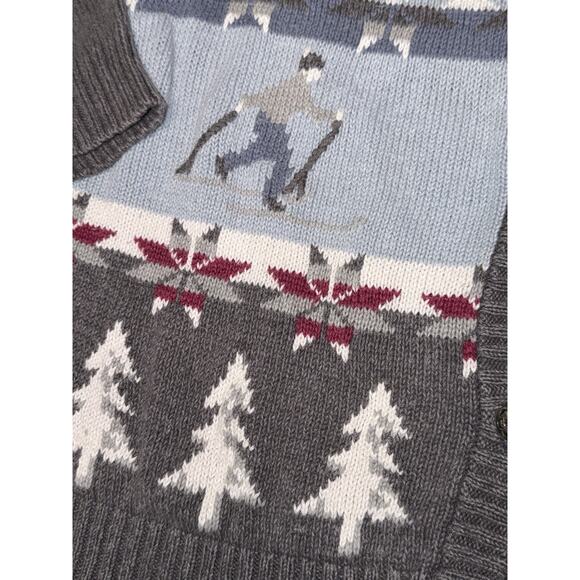Rare Vintage Northern Reflections Winter Cardigan Sweater Polar Bear Skater L - Picture 15 of 16